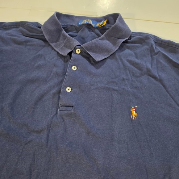 Polo Ralph Lauren Other - Polo Ralph Lauren Shirt Mens 2XLT Navy Blue Vertical Textured Knit Polo Tall
